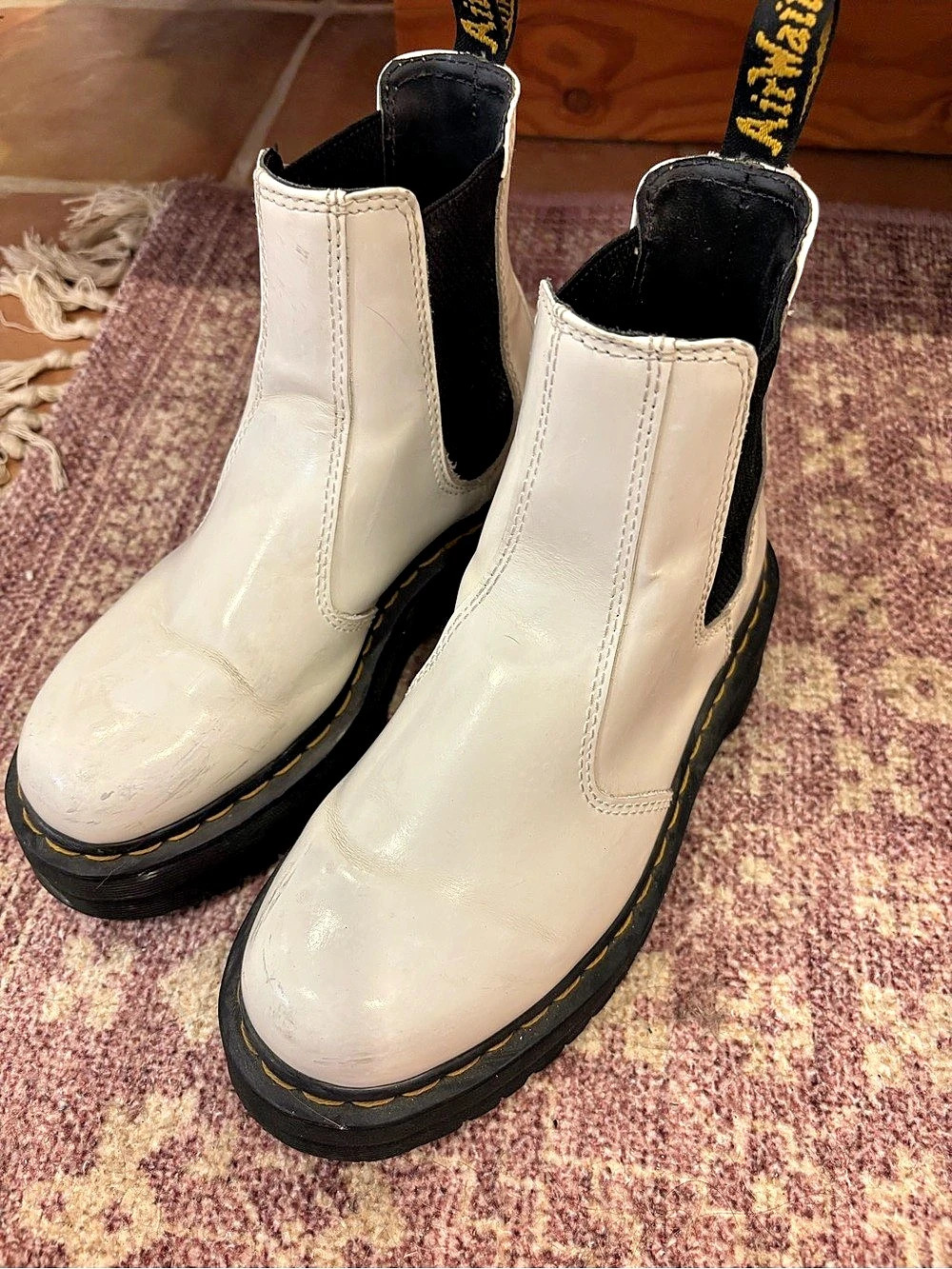 Dr. Martens 2976 Quad Platform Chelsea Boots White Chelsea Ankle Boots